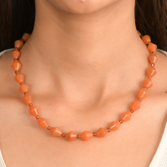 EVER TRUE Rotes Aventurin, Hessonit Granat Halskette ca. 45 cm Nickelfreies Messing ca. 200.00 ct