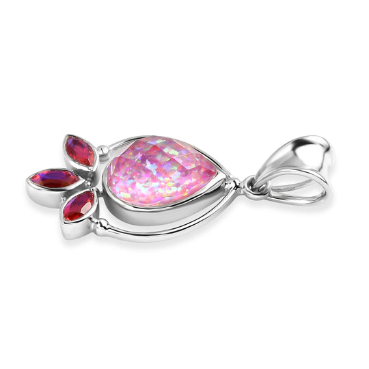 Sajen Silber-Opal Dublett, Mystischer Quarz des Regenbogenvulkans Anhänger 925 Silber rhodiniert ca. 4.20 ct