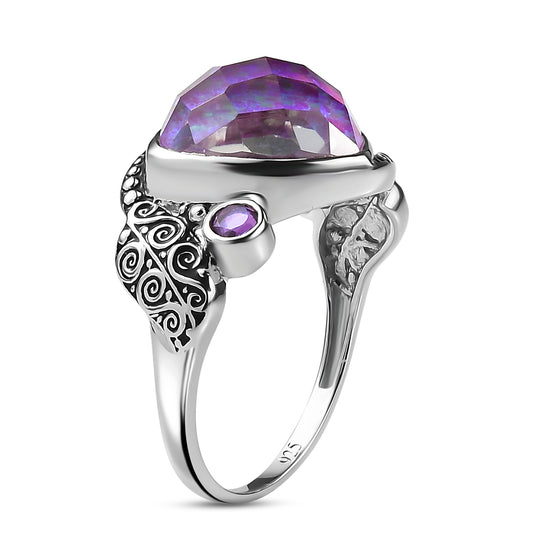 Sajen Silber - Opal Dublett, Regenbogen Lavendel Ring 925 Silber rhodiniert (Größe 17.00) ca. 6.19 ct