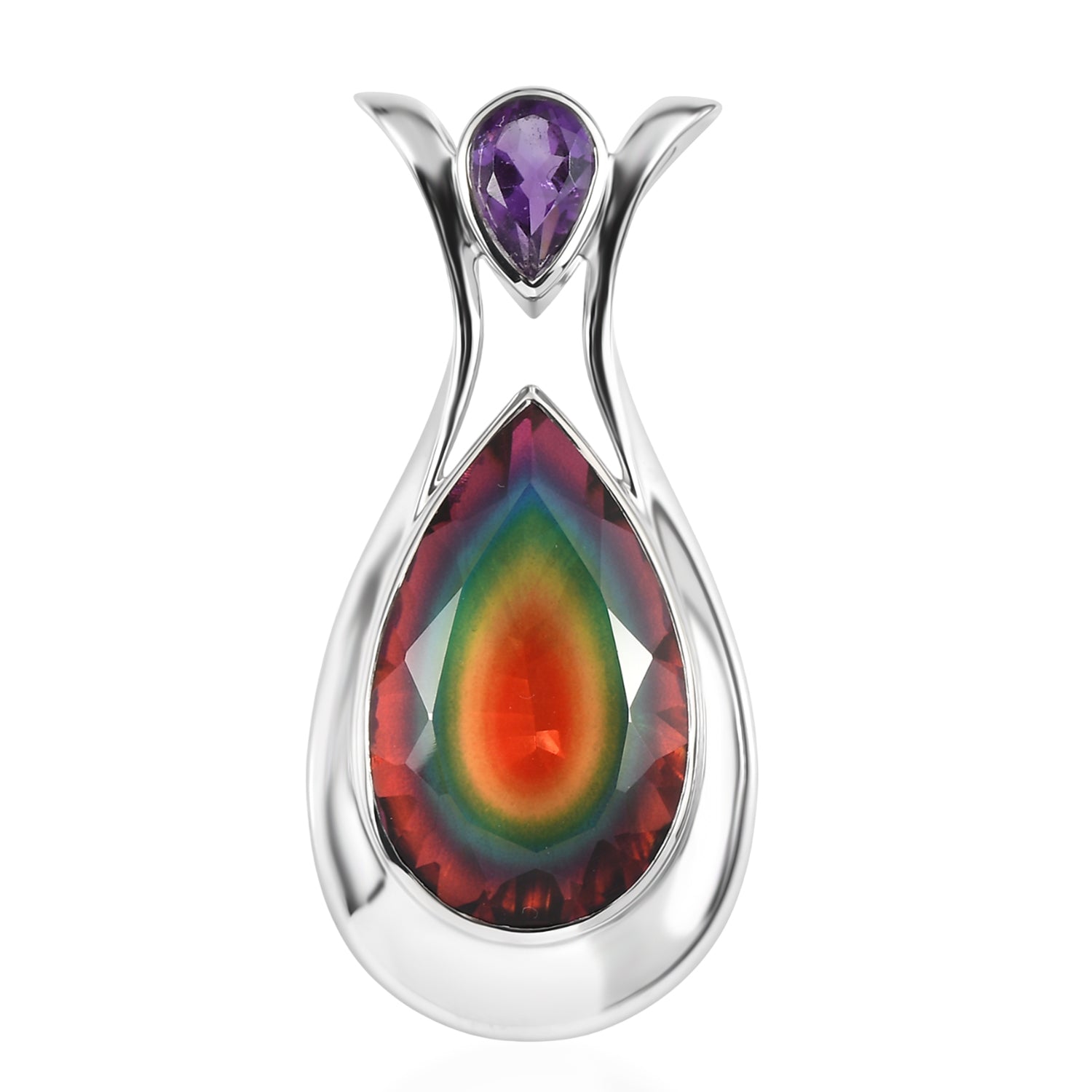 Sajen Silber - Himmlischer Quarz, Afrikanischer Amethyst Anhänger 925 Silber rhodiniert ca. 21.06 ct