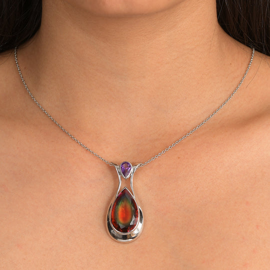 Sajen Silber - Himmlischer Quarz, Afrikanischer Amethyst Anhänger 925 Silber rhodiniert ca. 21.06 ct