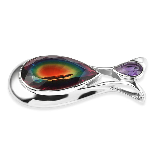 Sajen Silber - Himmlischer Quarz, Afrikanischer Amethyst Anhänger 925 Silber rhodiniert ca. 21.06 ct