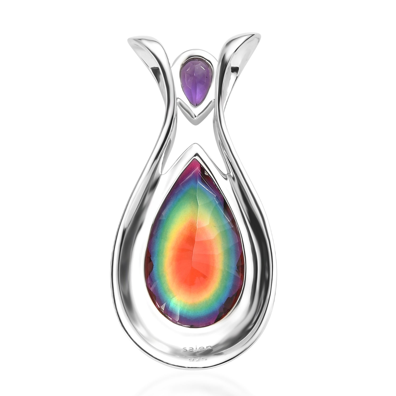 Sajen Silber-Himmlischer Quarz, Afrikanischer Amethyst Anhänger 925 Silber rhodiniert ca. 21.06 ct