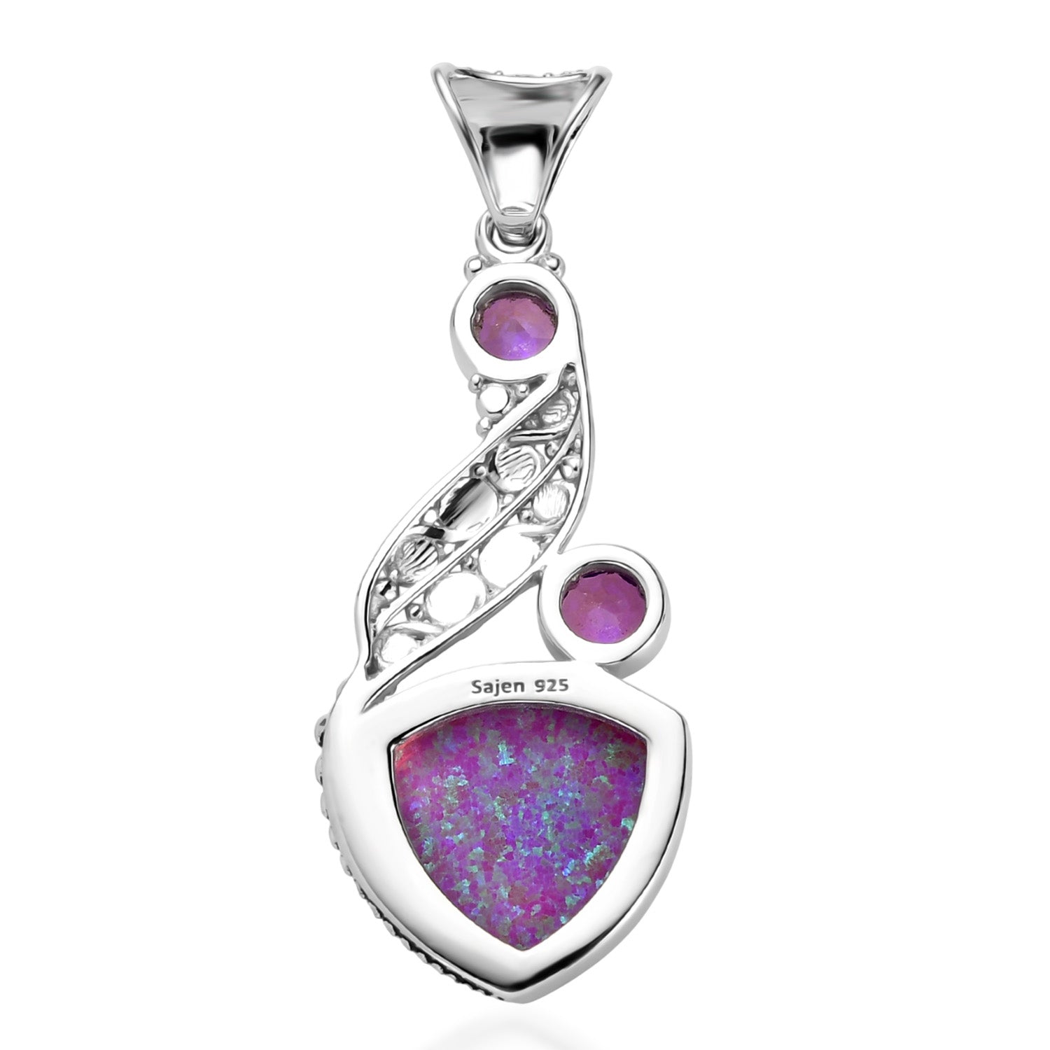Sajen Silber - Opal Dublett, Regenbogen Lavendel Anhänger 925 Silber rhodiniert ca. 12.60 ct