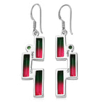 Sajen Silber - Wassermelonen Quarz Triplette, Quarz Triplette Ohrringe 925 Silber rhodiniert ca. 12.32 ct