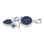 Sajen Silber - Drusy Achat Anhänger 925 Silber rhodiniert ca. 6.92 ct