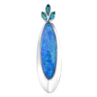 Sajen Silber-Opal Dublett, Paraiba Quarz Triplette Anhänger 925 Silber rhodiniert ca. 19.30 ct