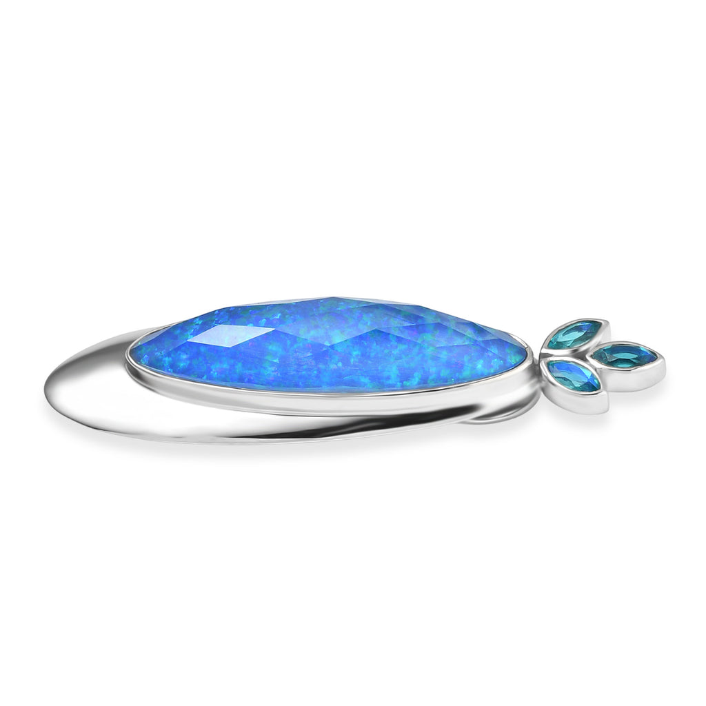 Sajen Silber-Opal Dublett, Paraiba Quarz Triplette Anhänger 925 Silber rhodiniert ca. 19.30 ct