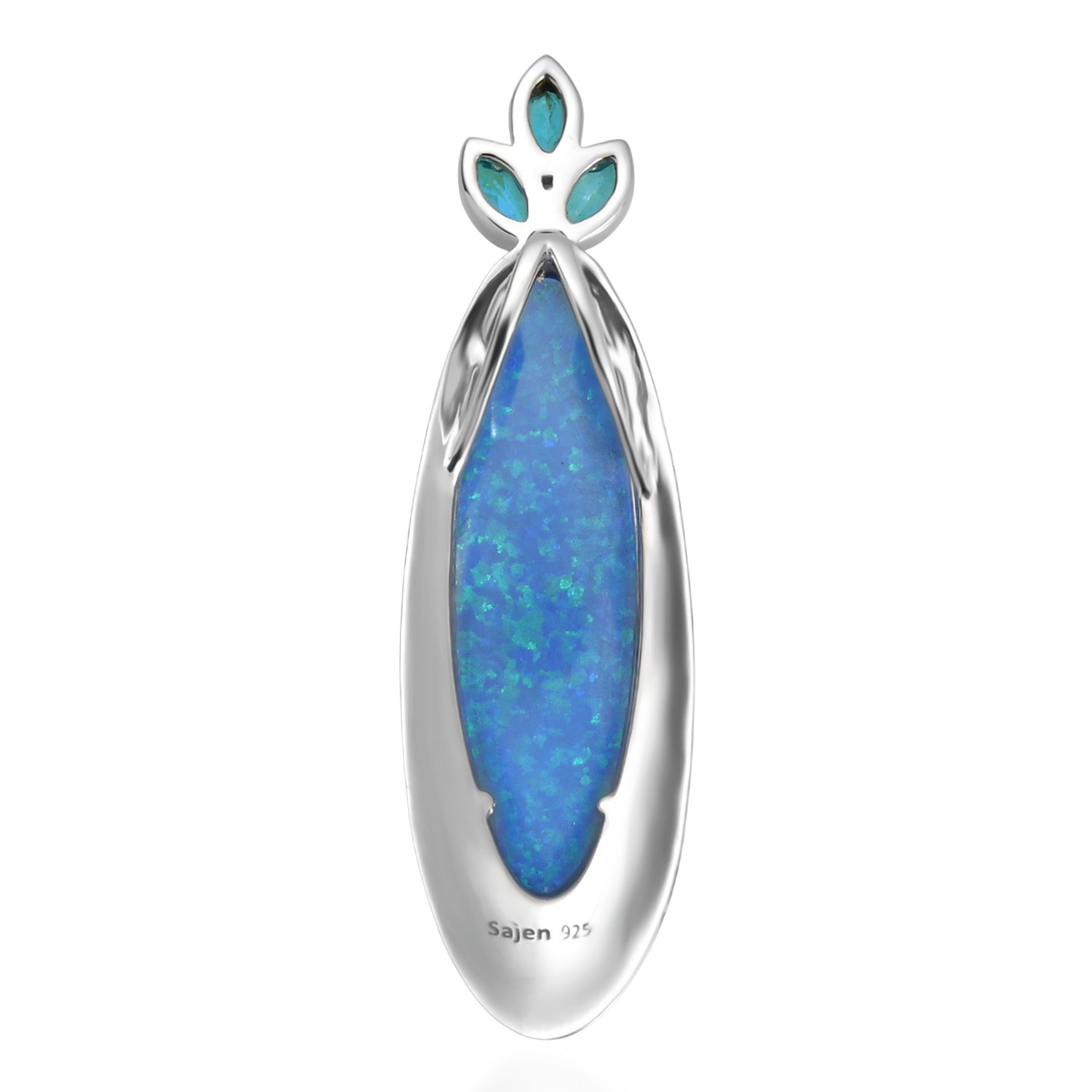 Sajen Silber-Opal Dublett, Paraiba Quarz Triplette Anhänger 925 Silber rhodiniert ca. 19.30 ct