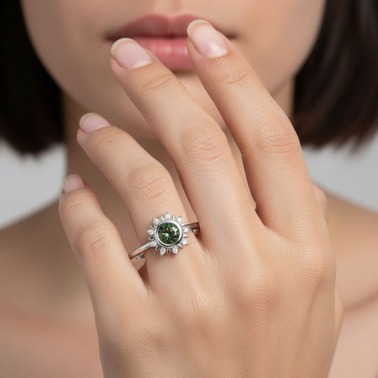 D'Joy Paraiba Moissanit Ring 925 Silber rhodiniert (Größe 18.00) ca. 0,49 ct
