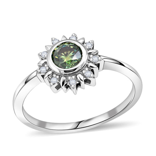 D'Joy Paraiba Moissanit Ring 925 Silber rhodiniert (Größe 18.00) ca. 0,49 ct