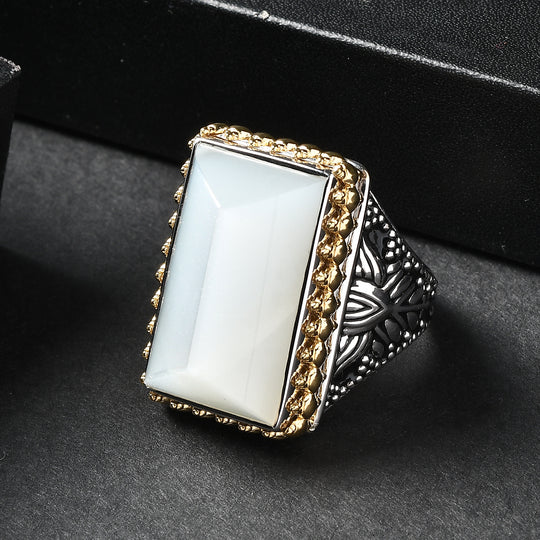 Sajen Silber-Grauer Mondstein Ring 925 Silber rhodiniert (Größe 19.00) ca. 26.80 ct