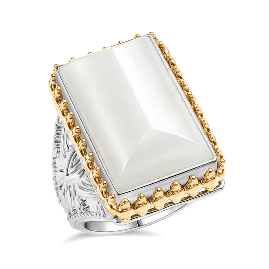 Sajen Silber-Grauer Mondstein Ring 925 Silber rhodiniert (Größe 19.00) ca. 26.80 ct