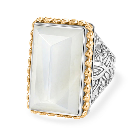 Sajen Silber-Grauer Mondstein Ring 925 Silber rhodiniert (Größe 19.00) ca. 26.80 ct