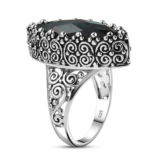 Sajen Silber - Himmlischer Quarz Ring 925 Silber rhodiniert (Größe 19.00) ca. 11.90 ct