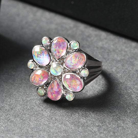 Sajen Silber - Opal Dublett Ring 925 Silber rhodiniert (Größe 19.00) ca. 3.33 ct