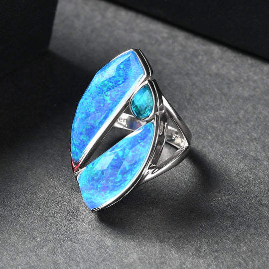 Sajen Silber-Opal Dublett Ring 925 Silber rhodiniert (Größe 17.00) ca. 10.12 ct