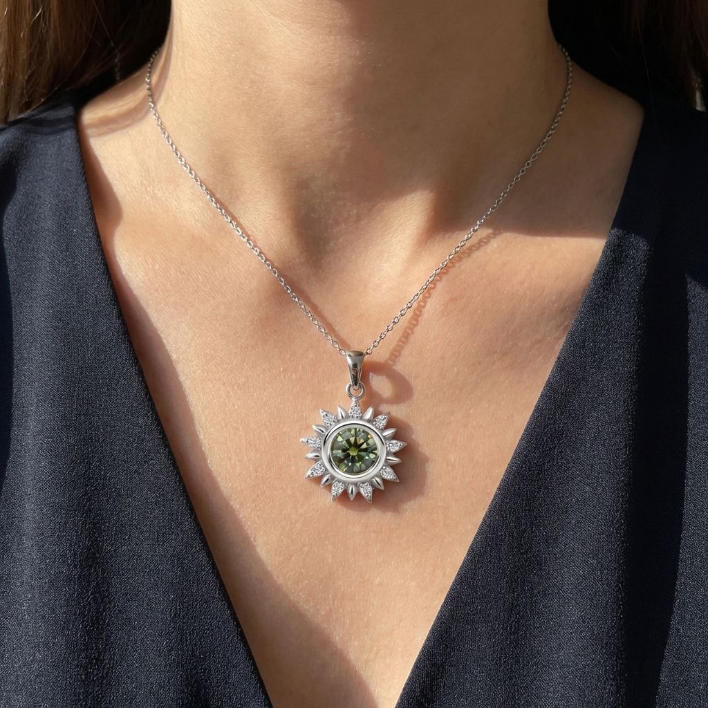 D'Joy Paraiba Moissanit Anhänger 925 Silber rhodiniert ca. 0,48 ct.