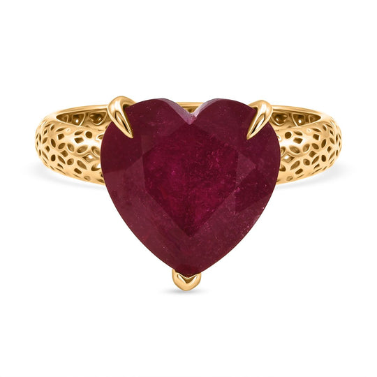 D'Joy AAA Afrikanischer Rubin (Fissure gefüllt) Ring 925 Silber 750 Gelbgold Vermeil (Größe 21.00) ca. 8,50 ct