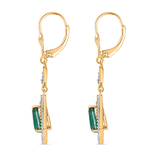 D'Joy Smaragd Triplett Quarz und Zirkon Ohrringe, 925 Silber 750 vergoldet - 2,70 ct.
