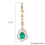 D'Joy Smaragd-Quarz Triplette, Weißer Zirkon Ohrringe 925 Silber 750 Gelb Vergoldet ca. 2,70 ct.