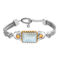 Sajen Silber-Grauer Mondstein, Titanium Gold Mystischer Quarz Armband ca. 19 cm 925 Silber rhodiniert ca. 12.71 ct