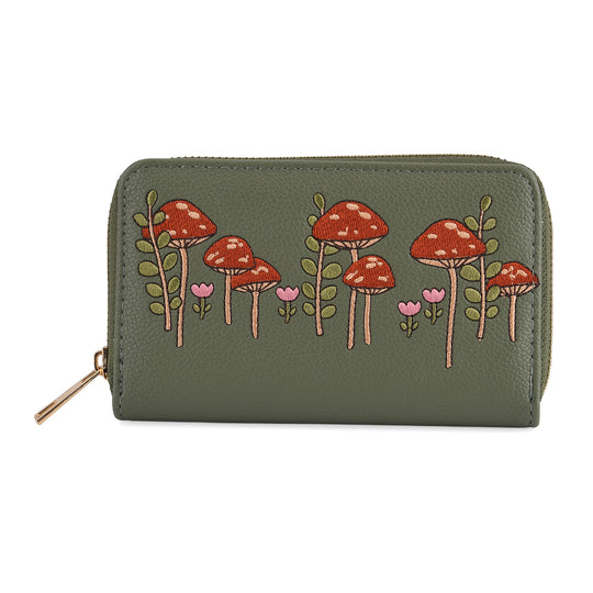 Blumen Design Geldbörse mit RFID Schutz, PU Leder, 16 x 3 x 10 cm, Hellgrün