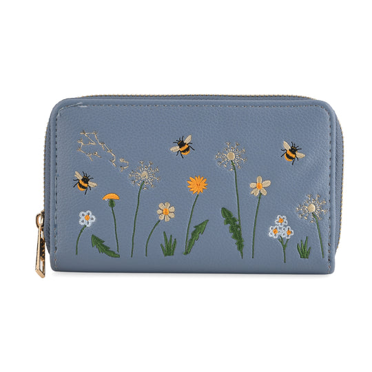 Blumen Design Geldbörse mit RFID Schutz, PU Leder, 16 x 3 x 10 cm, Hellgrün