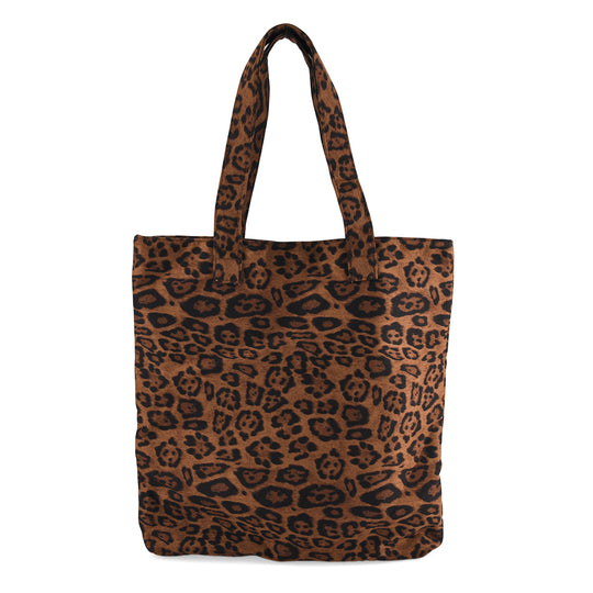 Leopardenmuster Shopper mit Reißverschluss, Polyester, 40 x 5,5 x 39 cm, Grau