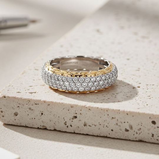 LUXURIANT DIAMOND - Lab Grown Diamant SI-GH Ring 925 Silber Rhodiniert und 750 Gelbgold Vermeil ca. 0,50 ct