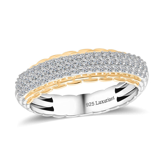 LUXURIANT DIAMOND - Lab Grown Diamant SI-GH Ring 925 Silber Rhodiniert und 750 Gelbgold Vermeil ca. 0,50 ct
