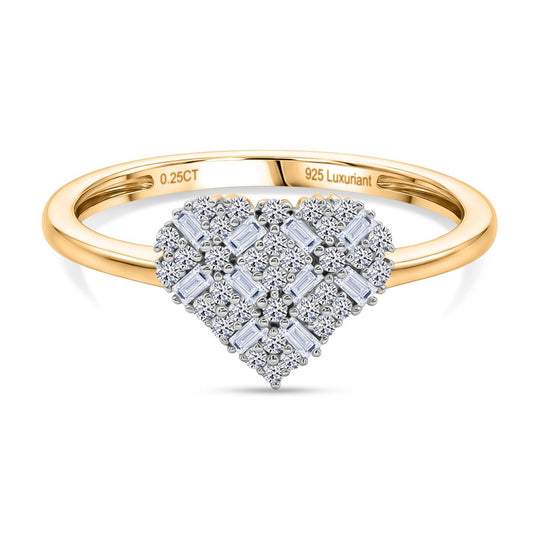 LUXURIANT DIAMOND - Lab Grown Diamant SI-GH Ring 925 Silber 750 Gelbgold vermeil (Größe 18.00) ca. 0.23 ct