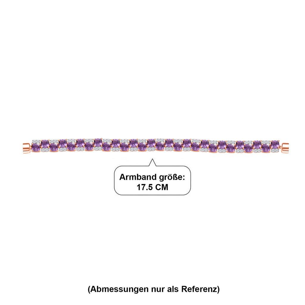 D'Joy AAA Rose De France Amethyst, Weißer Zirkon Armband ca. 19 cm 925 Silber 750 Roségold Vermeil ca. 38,92 ct.