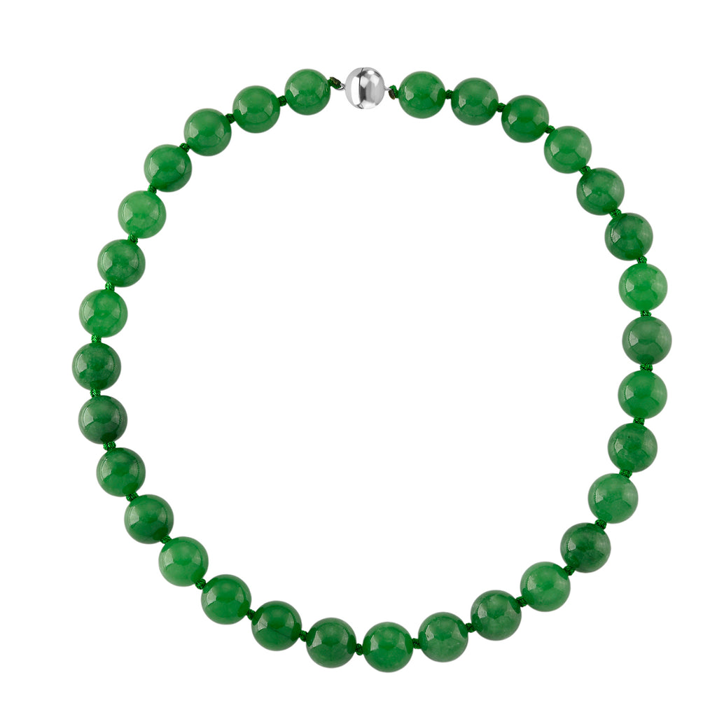 D'Joy Grüne Jade Halskette ca. 50 cm 925 Silber Rhodiniert (gefärbte) ca. 300.00 ct