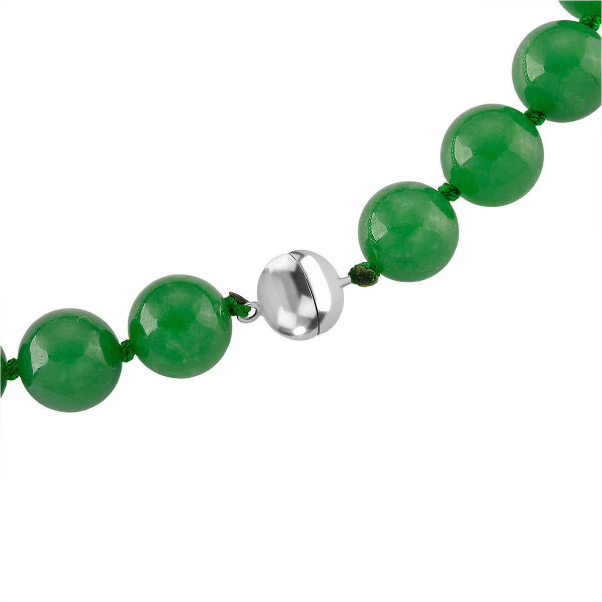 D'Joy Grüne Jade Halskette ca. 50 cm 925 Silber Rhodiniert (gefärbte) ca. 300.00 ct