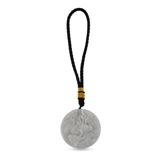 One piece  approx 45mm carving Double dragon  Burmese Type A Natural Jadeit hanging décor