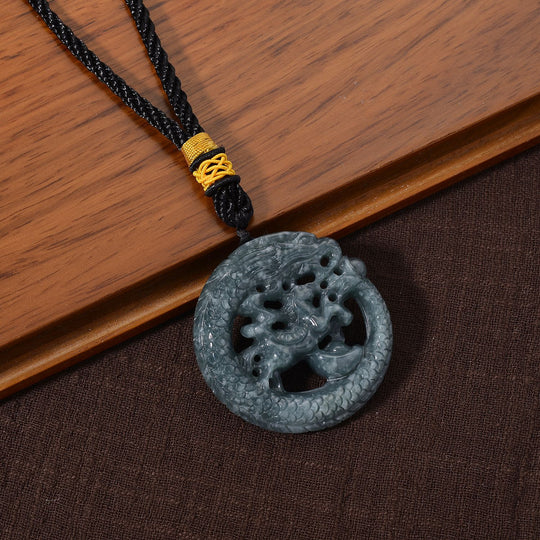 One piece  approx 45mm carving Dragon & Horse  Type A Olmec Jadeite hanging décor