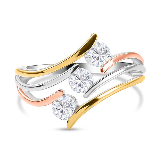 EVER TRUE Moissanit Ring Nickelfreies Messing, Dreifarbig, (Größe 17.00) ca. 0,71 ct