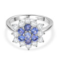 D'Joy AA Tansanit, Moissanit Ring 925 Silber rhodiniert (Größe 18.00) ca. 1,85 ct