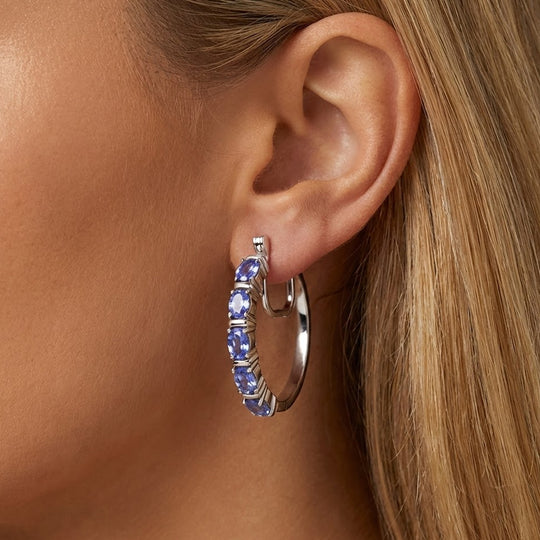 D'Joy Tansanit Ohrringe 925 Silber rhodiniert ca. 1,86 ct.