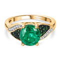 D'Joy Smaragd-Quarz Triplette, Natürlicher Chromdiopsid Ring 925 Silber 750 Gelbgold Vermeil (Größe 17.00) ca. 2,65 ct