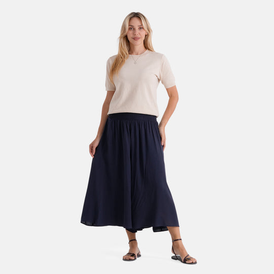 LA MAREY Palazzo Culotte aus Viskose, One Size EU 36-44, Beige