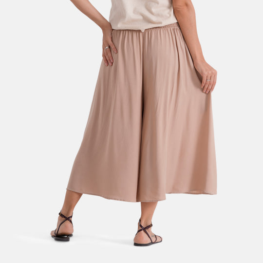 LA MAREY Palazzo Culotte aus Viskose, One Size EU 36-44, Beige