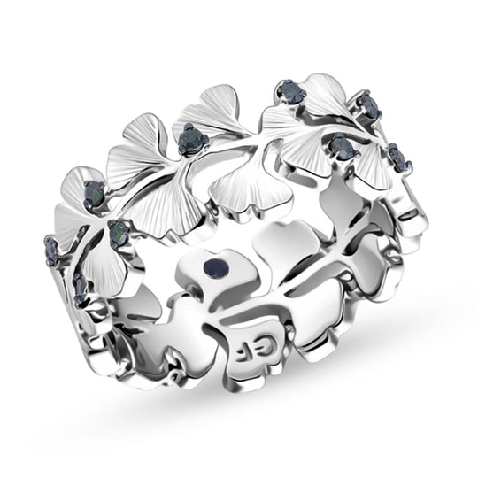 GP - Grüner Diamant, Kanchanaburi Blauer Saphir Ring 925 Silber Rhodiniert (Größe 19.00) ca. 0.15 ct