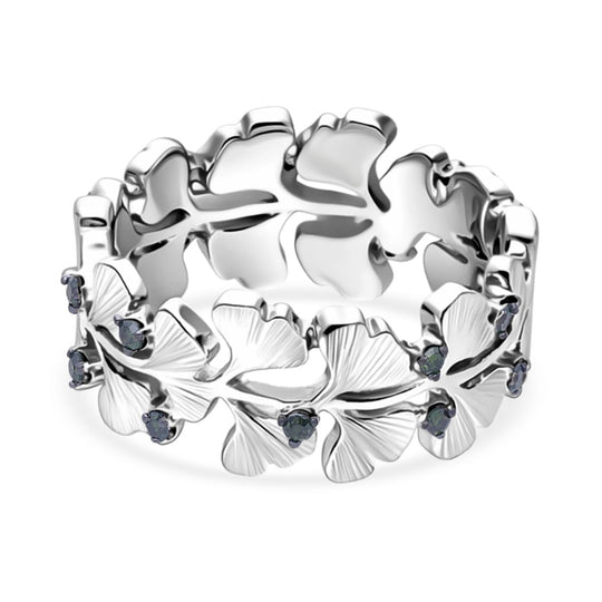 GP - Grüner Diamant, Kanchanaburi Blauer Saphir Ring 925 Silber Rhodiniert (Größe 19.00) ca. 0.15 ct