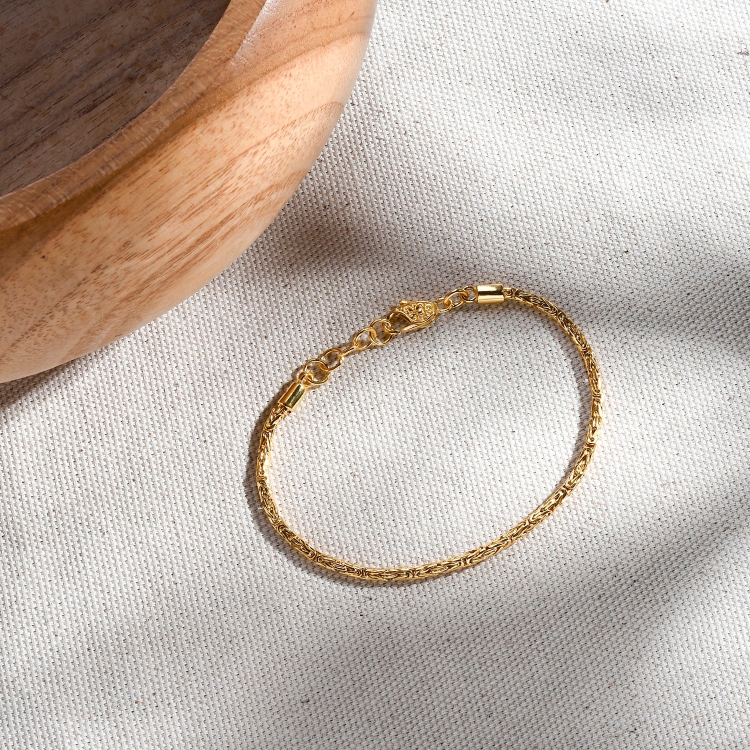 Royal Bali- D'Joy Bourbudur Armband ca. 19 cm - 20 cm, 925 Silber 916 Gelbgold Vermeil  ca. 7,85g