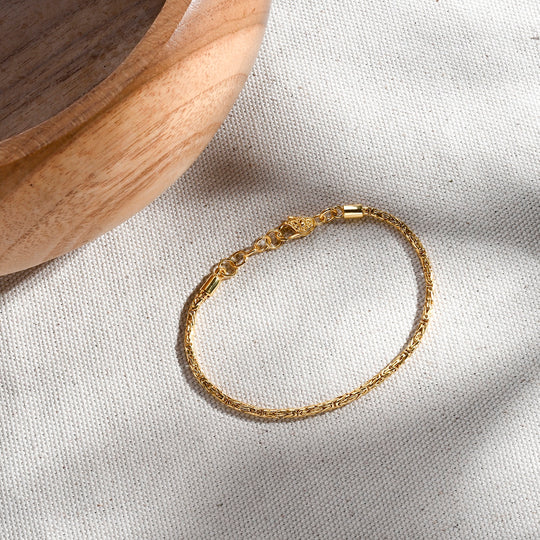 Royal Bali- D'Joy Bourbudur Armband ca. 19 cm - 20 cm, 925 Silber 916 Gelbgold Vermeil  ca. 7,85g