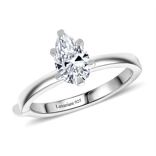 LUXURIANT DIAMOND - Lab Grown Diamant (Tropfen) VS-EF SGL zertifiziert Ring 925 Silber rhodiniert (Größe 17.00) ca. 1.00 ct