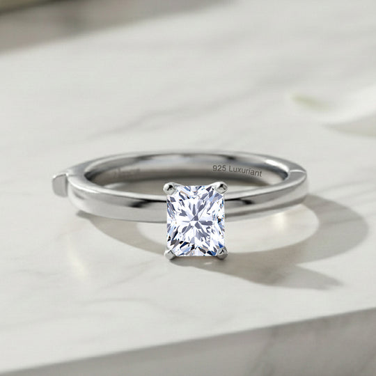LUXURIANT DIAMOND - Lab Grown Diamant (Radiant) VS-EF SGL zertifiziert Ring 925 Silber rhodiniert (Größe 19.00) ca. 1.00 ct
