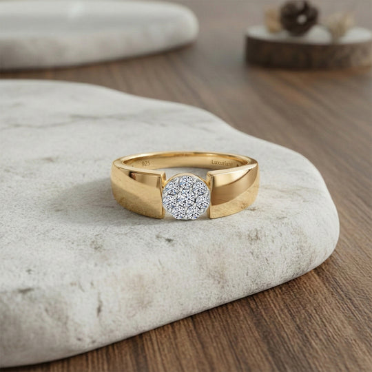 LUXURIANT DIAMOND - Lab Grown Diamant SI-GH Ring 925 Silber 750 Gelbgold vermeil (Größe 15.25) ca. 0,25 ct